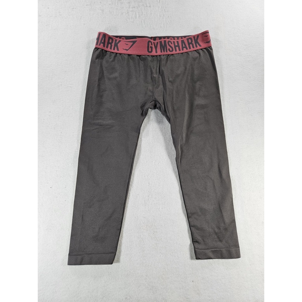 Gymshark Cropped Seamless Leggings Womens M Gray Logo Elastic Band Pants
